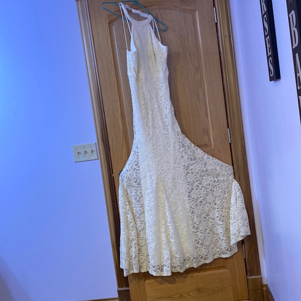 White and gold prom dress size 9/10